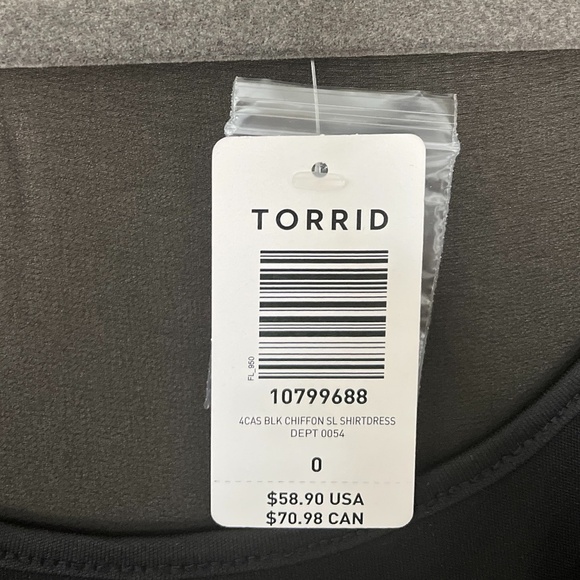 NWT Torrid Black Sheer Chiffon Overlay Shirt Dress - Picture 5 of 9